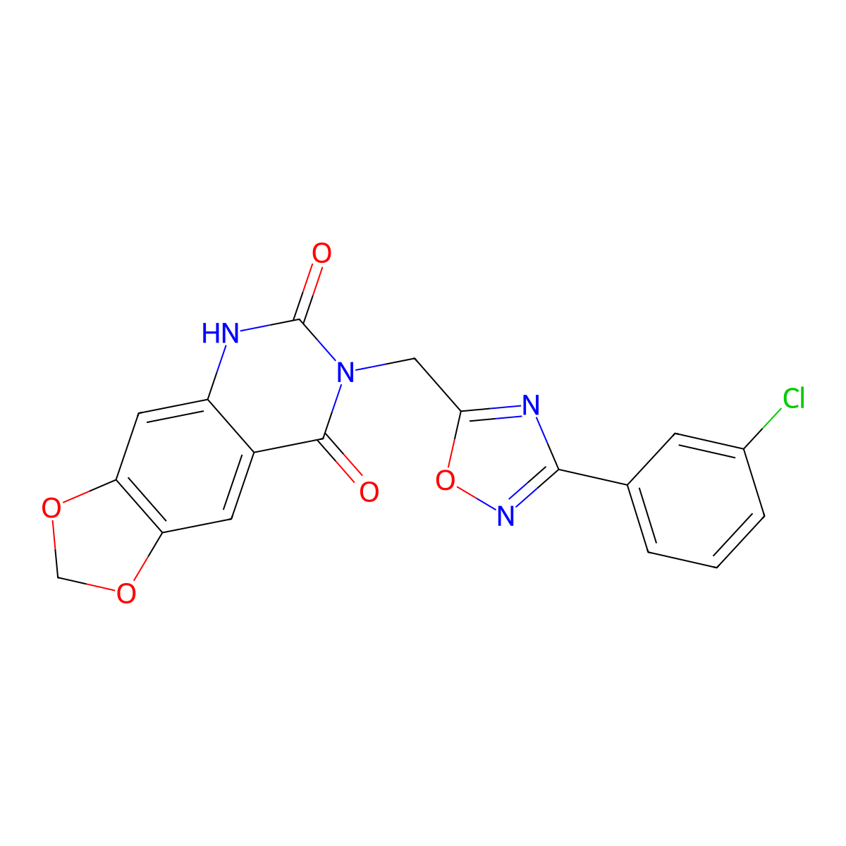 7-{[3-(3-chlorophenyl)-1,2,4-oxadiazol-5-yl]methyl}-2H,5H,6H,7H,8H-[1,3]dioxolo[4,5-g]quinazoline-6,8-dione molecular structure, CAS 1031674-80-2
