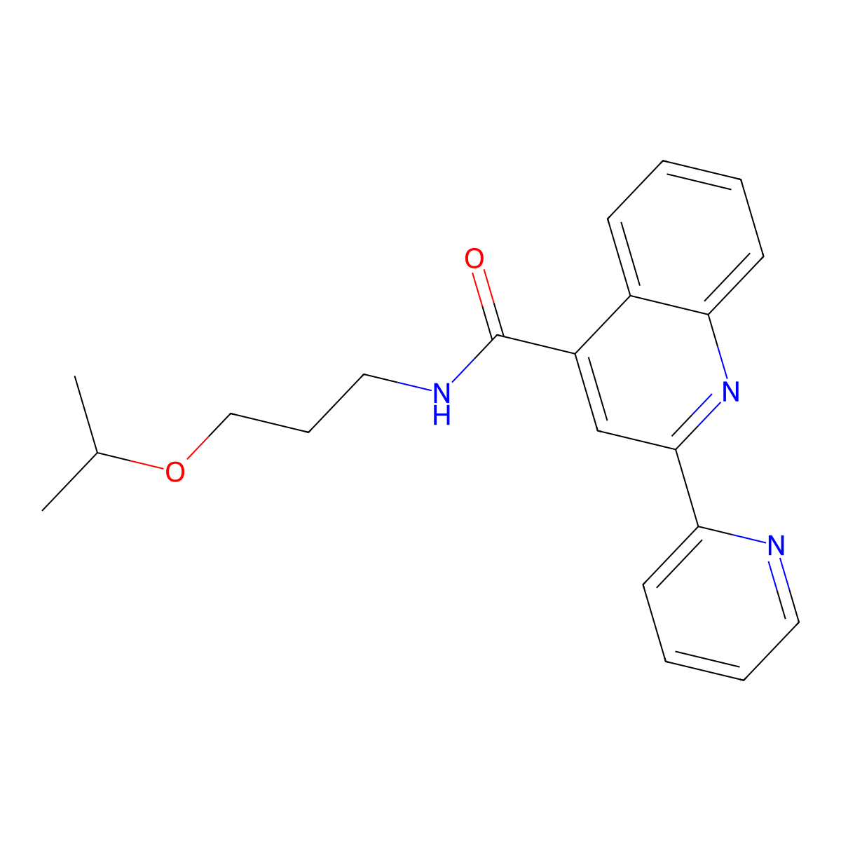 N-[3-(propan-2-yloxy)propyl]-2-(pyridin-2-yl)quinoline-4-carboxamide molecular structure, CAS 1031679-05-6
