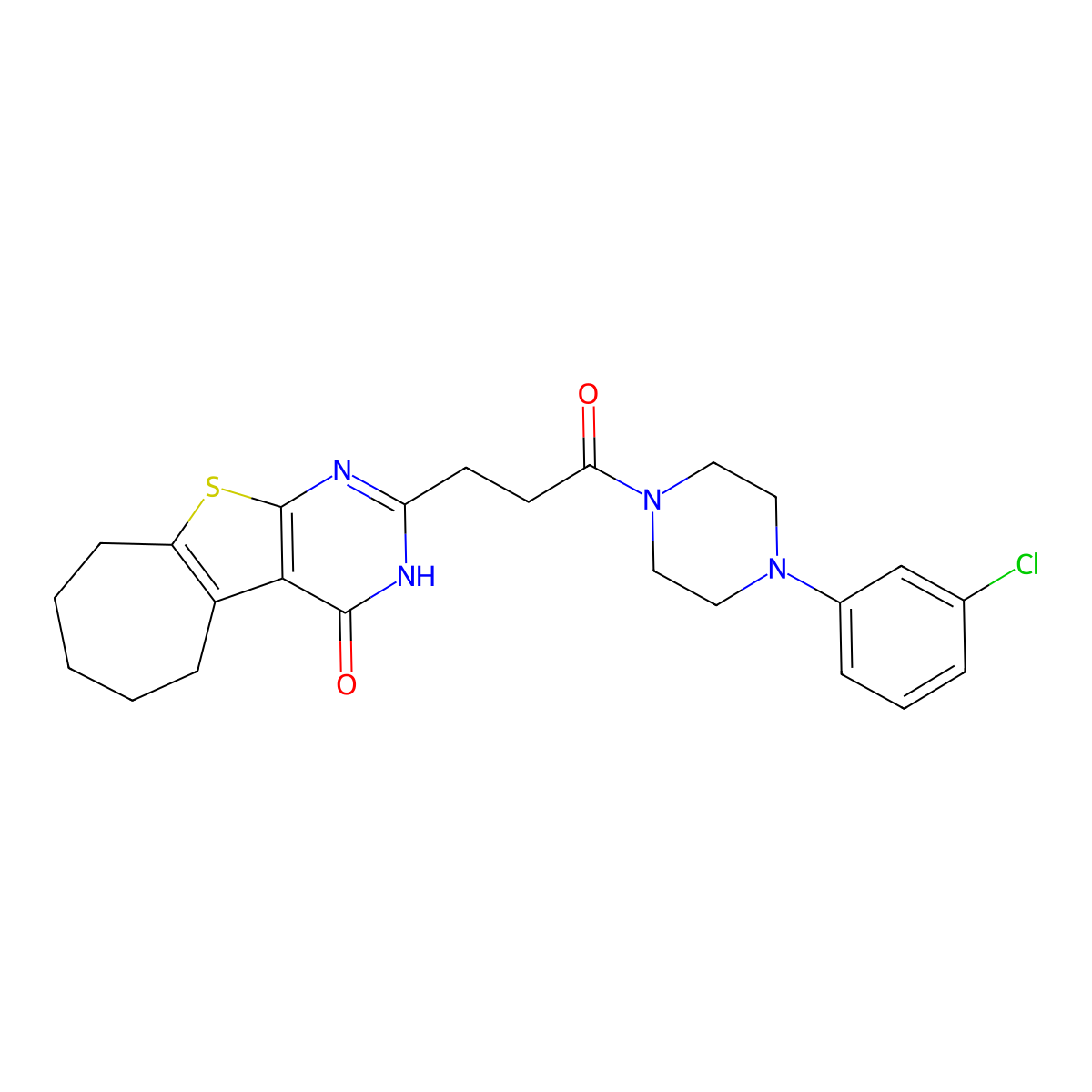 5-{3-[4-(3-Chlorophenyl)piperazin-1-yl]-3-oxopropyl}-8-thia-4,6-diazatricyclo[7.5.0.0^{2,7}]tetradeca-1(9),2(7),5-trien-3-one molecular structure, CAS 1031679-55-6