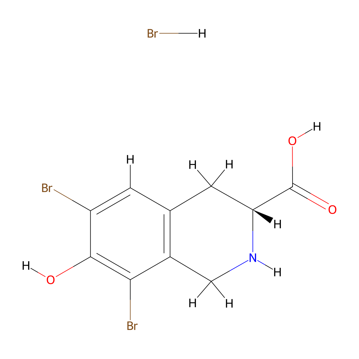 (R)-6,8-Dibromo-7-hydroxy-1,2,3,4-tetrahydroisoquinoline-3-carboxylic acid hydrobromide molecular structure, CAS 1031685-36-5