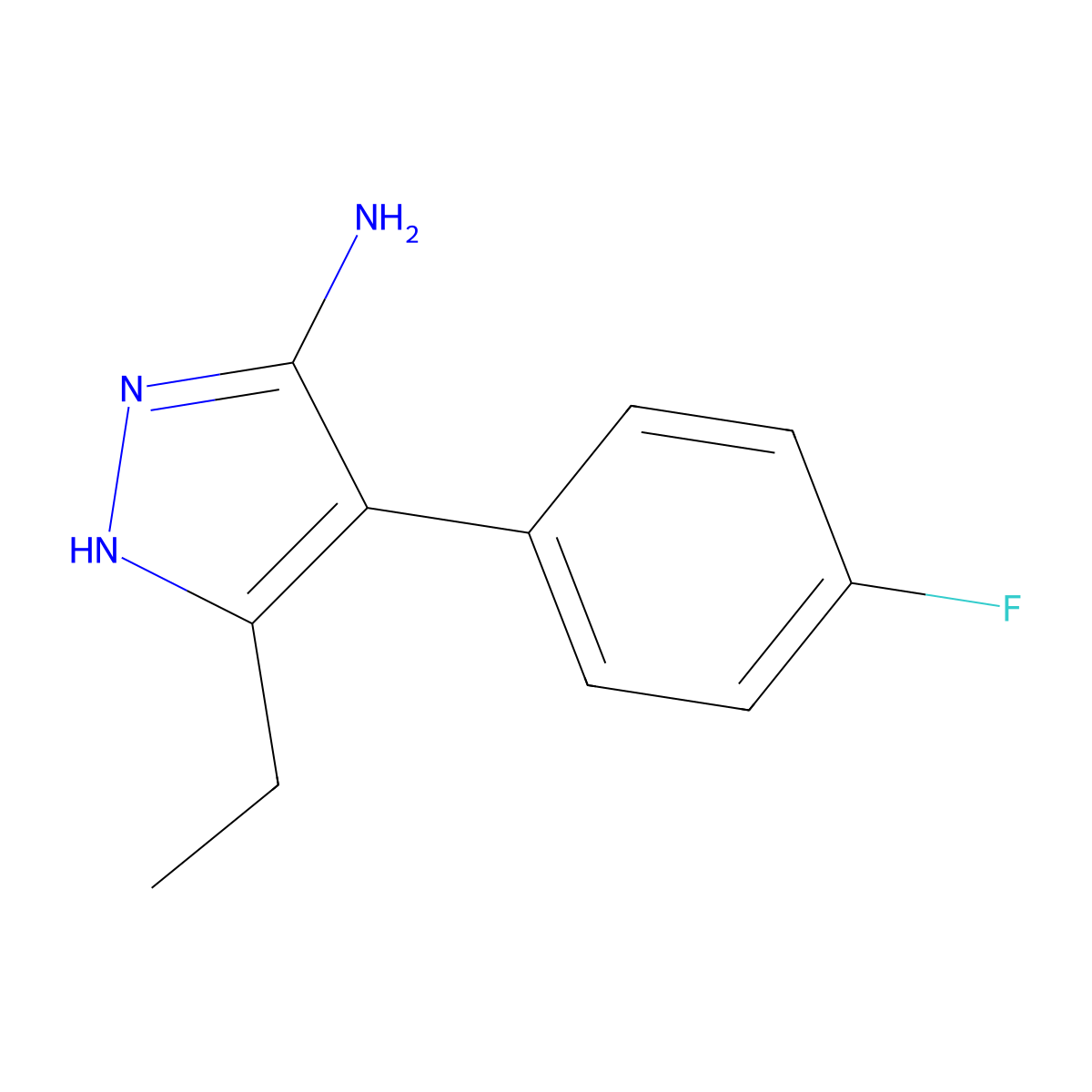 3-ethyl-4-(4-fluorophenyl)-1H-pyrazol-5-amine molecular structure, CAS 1031699-69-0