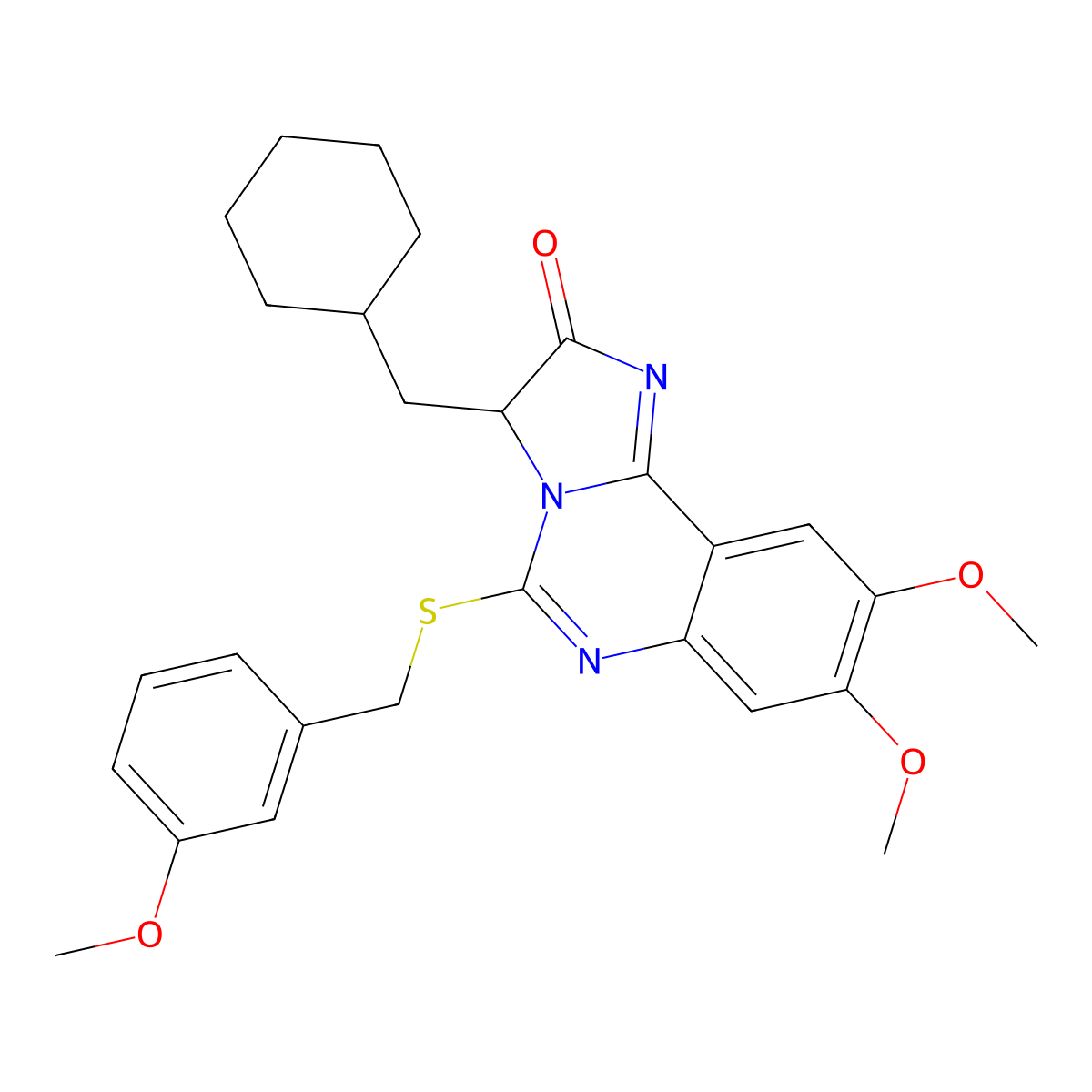 3-(cyclohexylmethyl)-8,9-dimethoxy-5-[(3-methoxybenzyl)sulfanyl]imidazo[1,2-c]quinazolin-2(3H)-one molecular structure, CAS 1031703-54-4