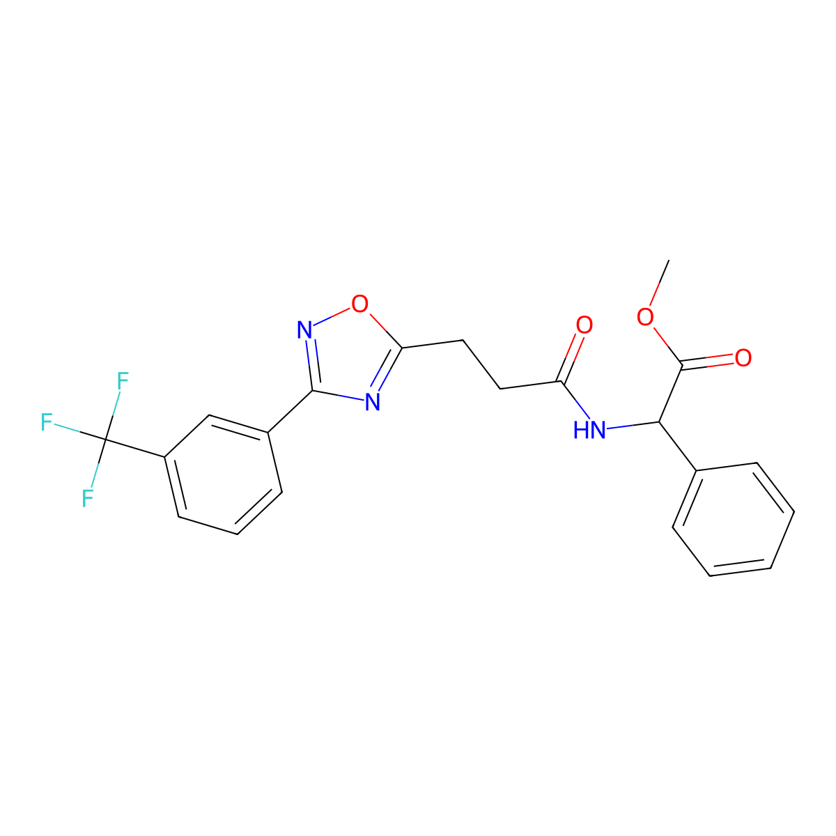 Methyl 2-phenyl-2-[3-[3-[3-(trifluoromethyl)phenyl]-1,2,4-oxadiazol-5-yl]propanoylamino]acetate molecular structure, CAS 1031731-36-8