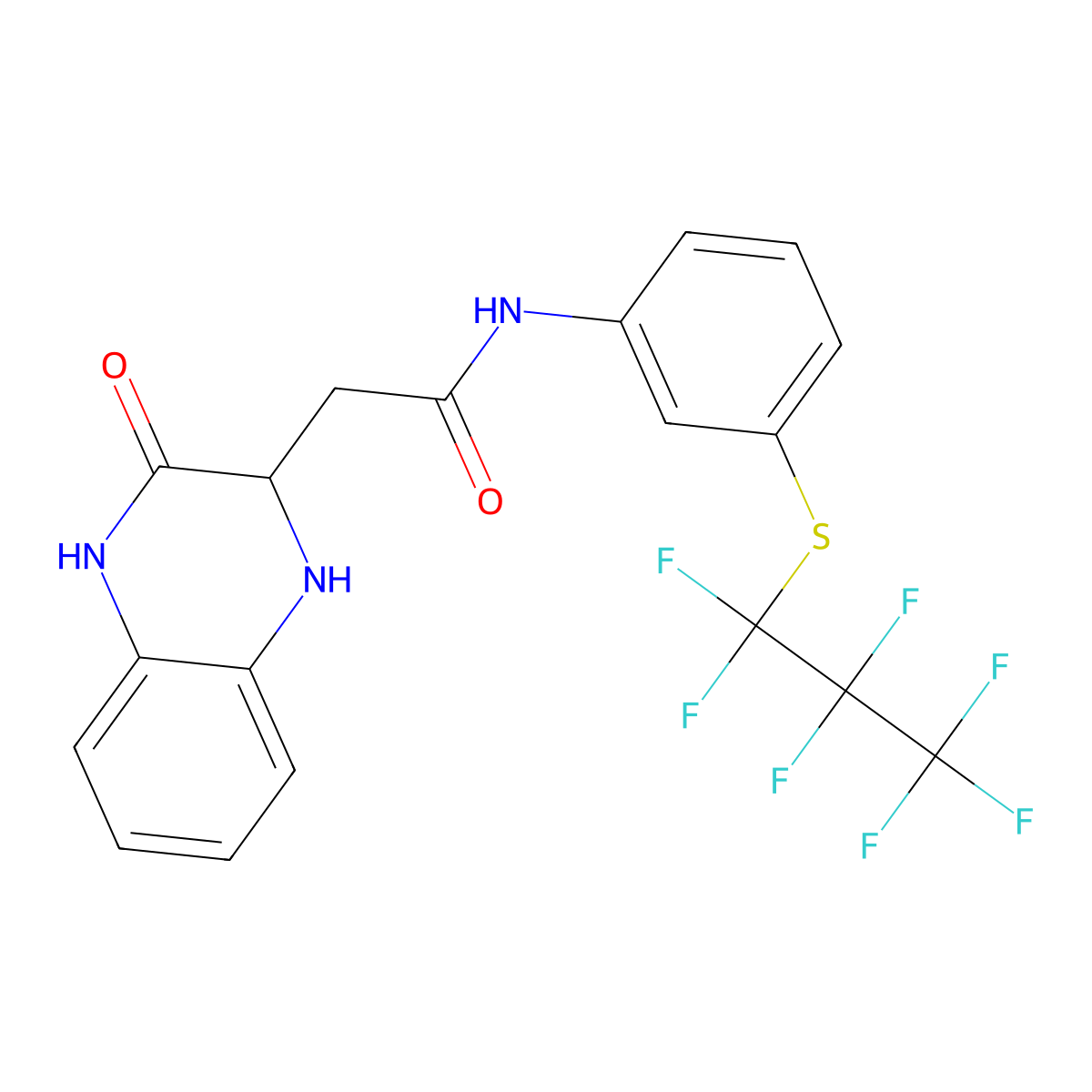 N-[3-(1,1,2,2,3,3,3-heptafluoropropylsulfanyl)phenyl]-2-(3-oxo-2,4-dihydro-1H-quinoxalin-2-yl)acetamide molecular structure, CAS 1031746-68-5