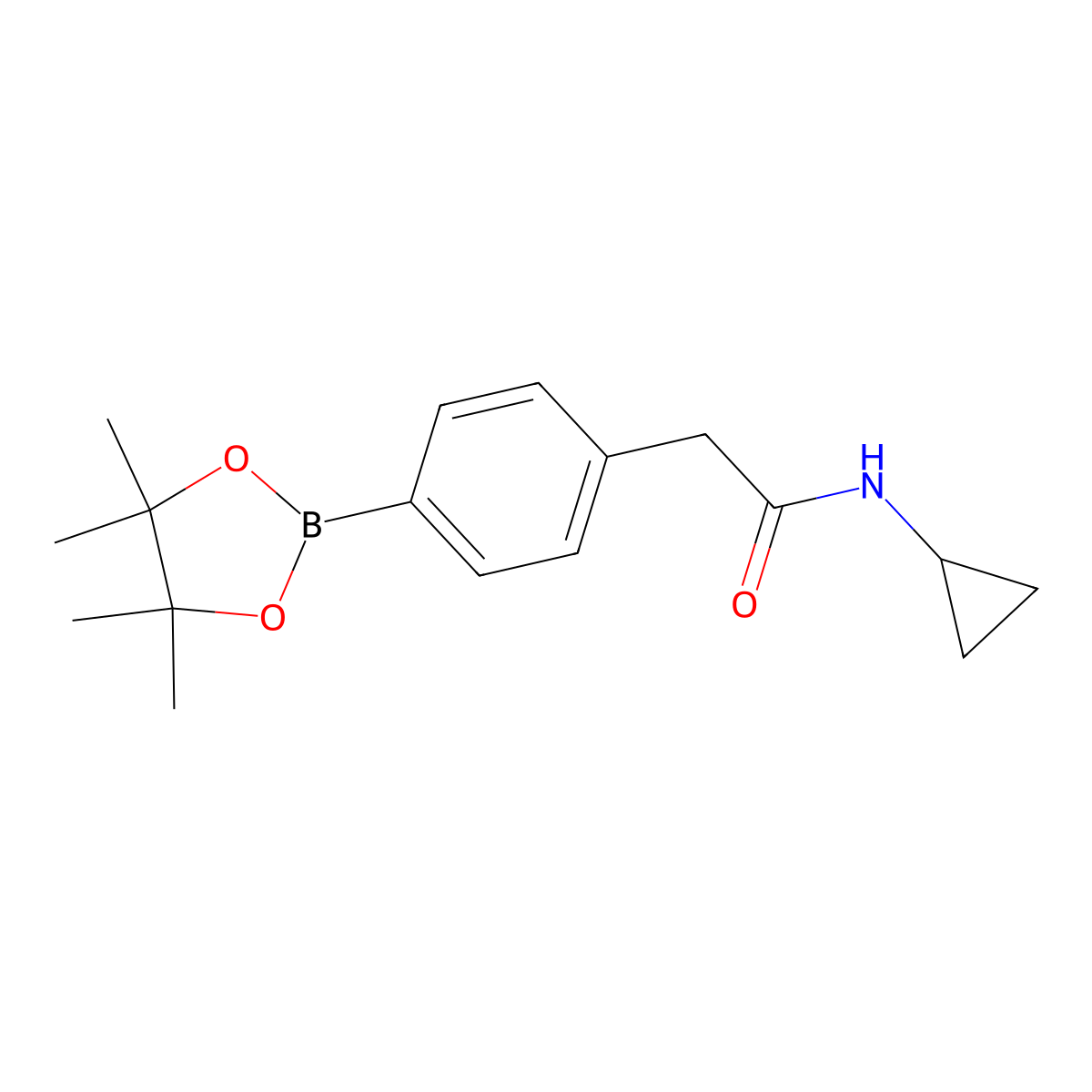N-Cyclopropyl-2-(4-(4,4,5,5-tetramethyl-1,3,2-dioxaborolan-2-yl)phenyl)acetamide molecular structure, CAS 1031747-36-0