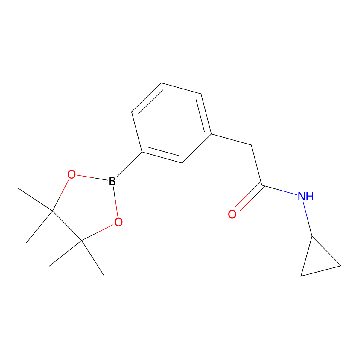 N-cyclopropyl-2-[3-(4,4,5,5-tetramethyl-1,3,2-dioxaborolan-2-yl)phenyl]acetamide molecular structure, CAS 1031747-48-4