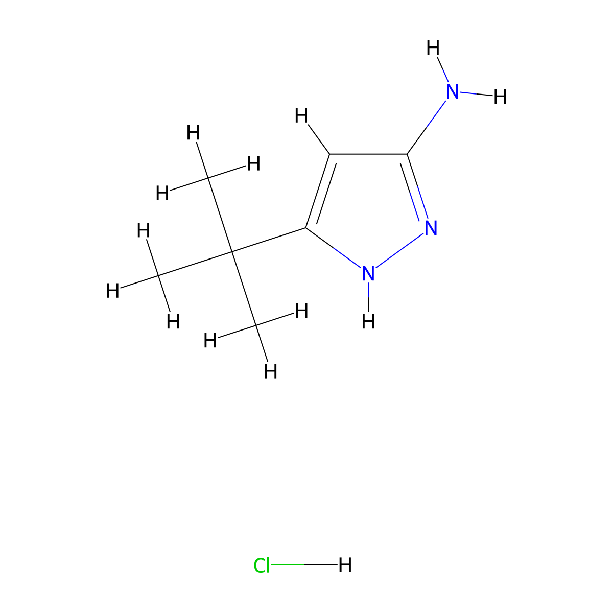 5-Tert-butyl-1H-pyrazol-3-amine hydrochloride molecular structure, CAS 1031791-10-2