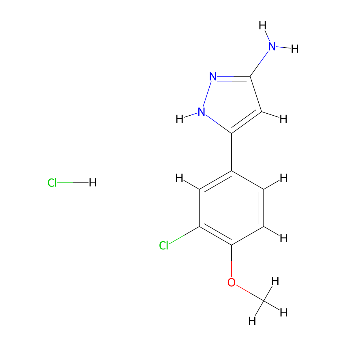 3-(3-chloro-4-methoxyphenyl)-1H-pyrazol-5-ylamine hydrochloride molecular structure, CAS 1031793-11-9