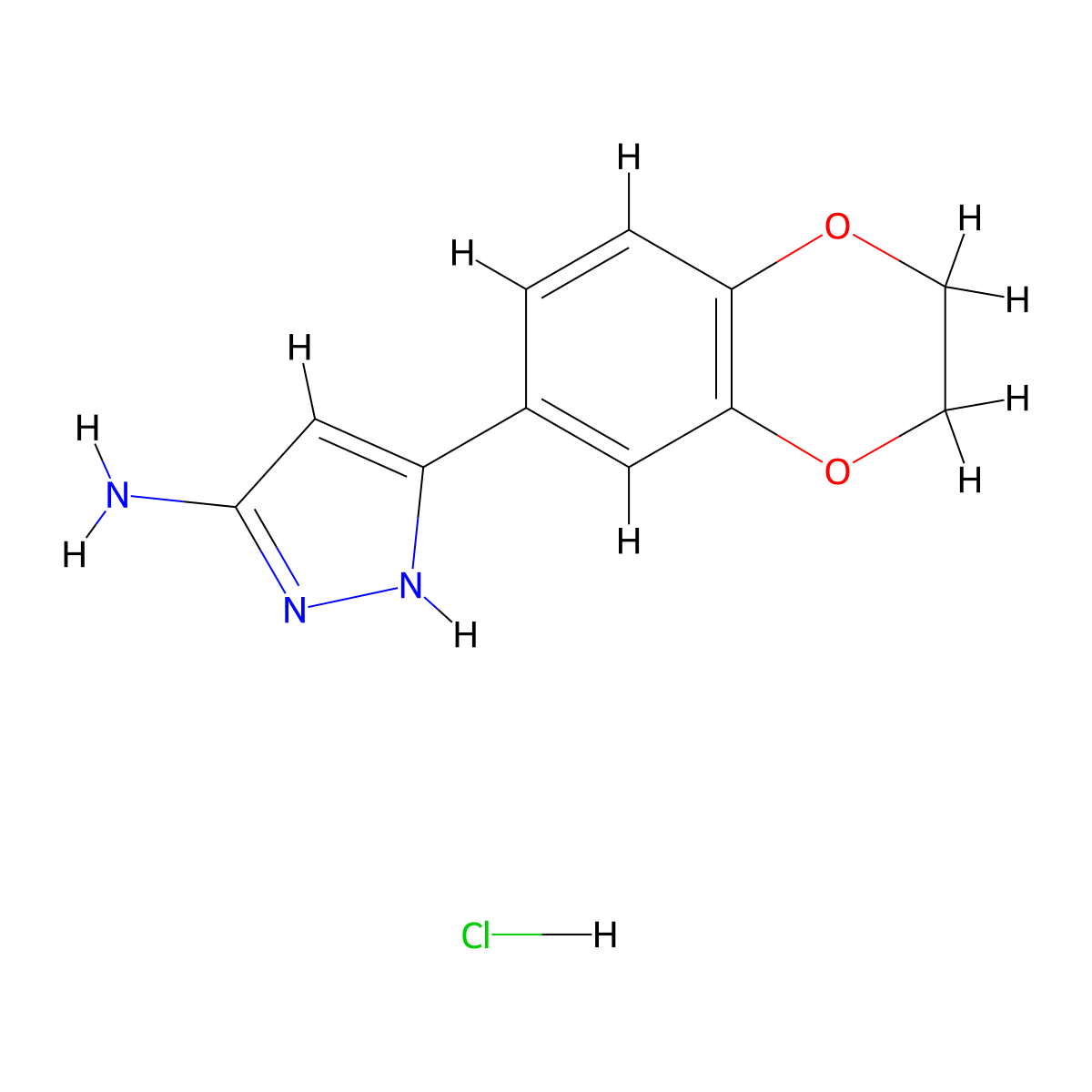 3-(2,3-Dihydrobenzo[b][1,4]dioxin-6-yl)-1H-pyrazol-5-amine hydrochloride molecular structure, CAS 1031793-23-3
