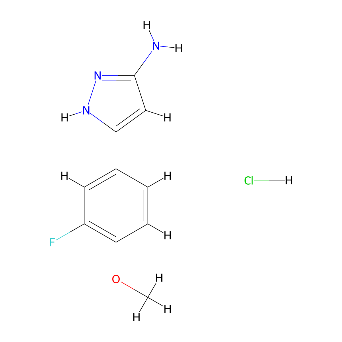 3-(3-fluoro-4-methoxyphenyl)-1H-pyrazol-5-ylamine hydrochloride molecular structure, CAS 1031793-29-9