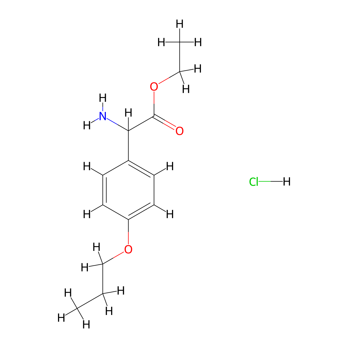 Ethyl amino(4-propoxyphenyl)acetate hydrochloride molecular structure, CAS 1031793-57-3