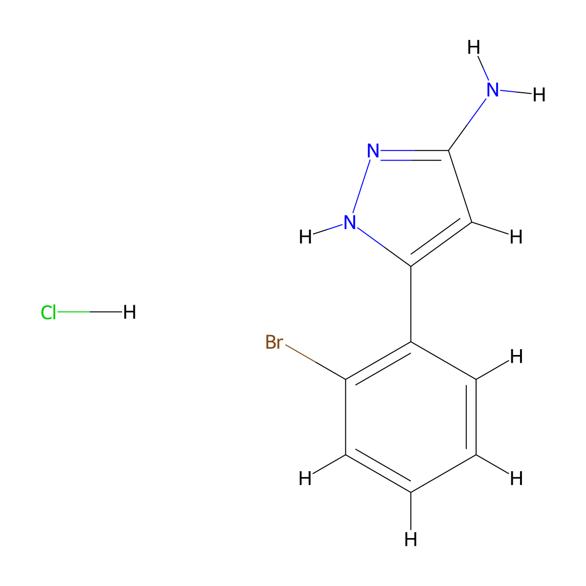 3-(2-bromophenyl)-1H-pyrazol-5-amine hydrochloride molecular structure, CAS 1031793-63-1