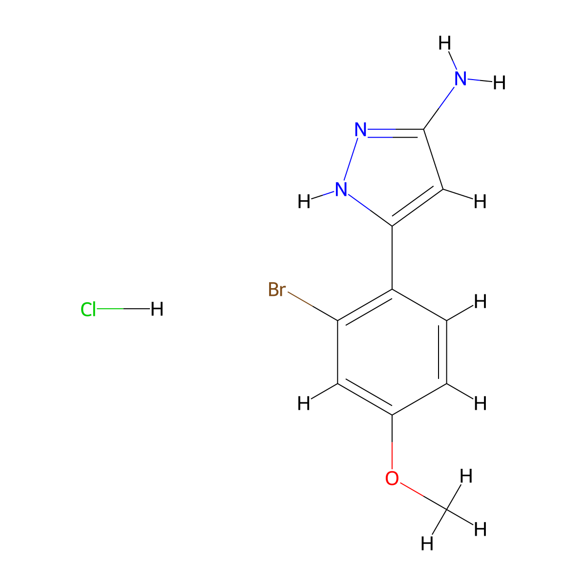 3-(2-Bromo-4-methoxyphenyl)-1H-pyrazol-5-ylamine hydrochloride molecular structure, CAS 1031793-74-4