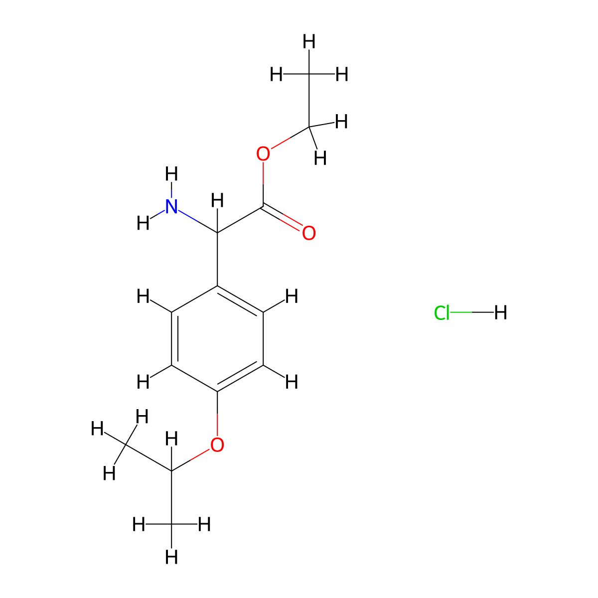 Ethyl amino(4-isopropoxyphenyl)acetate hydrochloride molecular structure, CAS 1031793-83-5