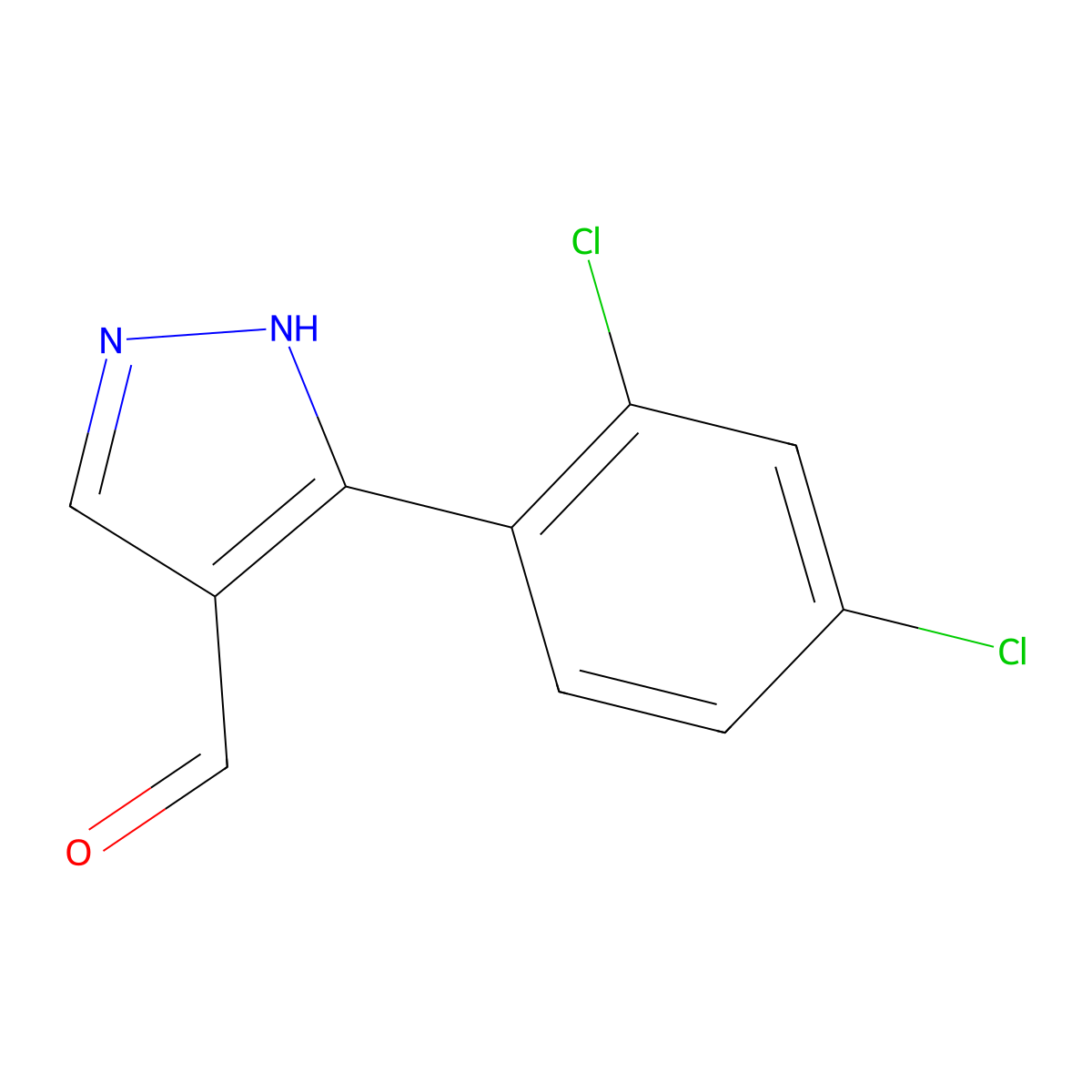 5-(2,4-dichlorophenyl)-1H-pyrazole-4-carbaldehyde molecular structure, CAS 1031794-72-5