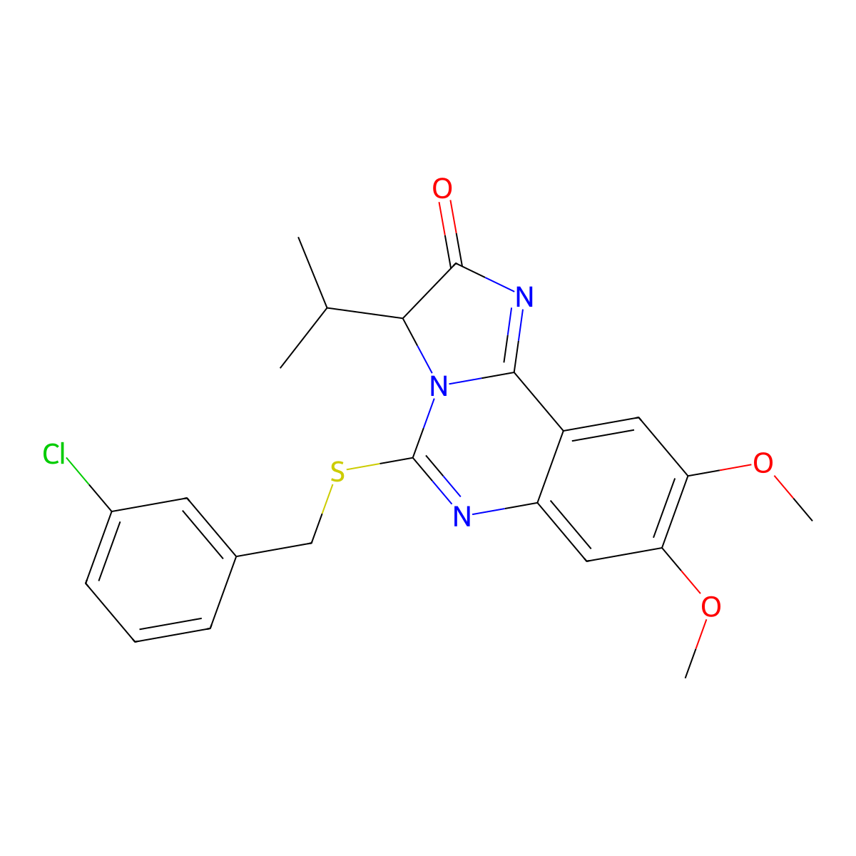 5-[(3-chlorobenzyl)sulfanyl]-3-isopropyl-8,9-dimethoxyimidazo[1,2-c]quinazolin-2(3H)-one molecular structure, CAS 1031798-92-1