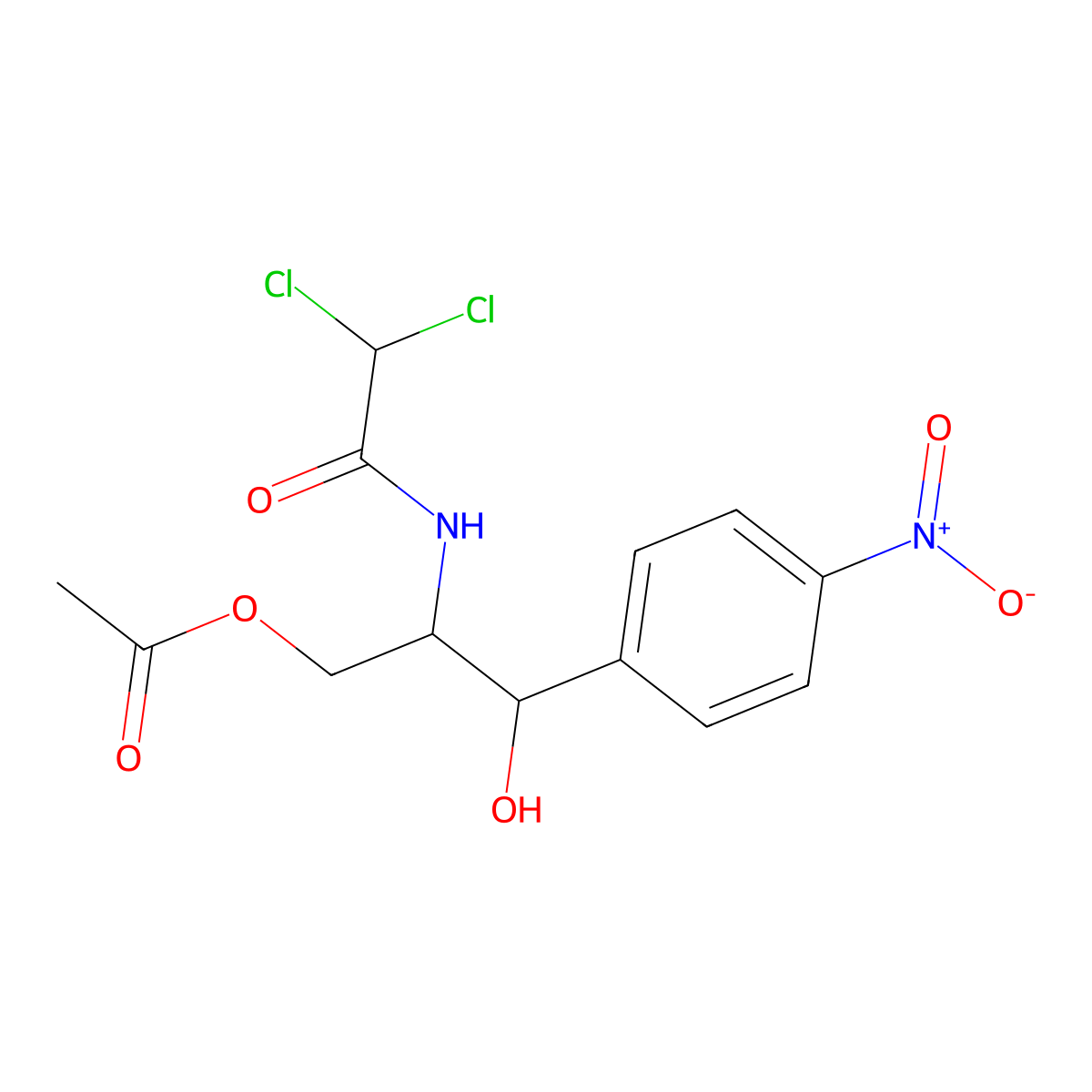 N-((1R,2R)-1-((Acetyloxy)methyl)-2-hydroxy-2-(4-nitrophenyl)ethyl)-2,2-dichloroacetamide molecular structure, CAS 10318-16-8