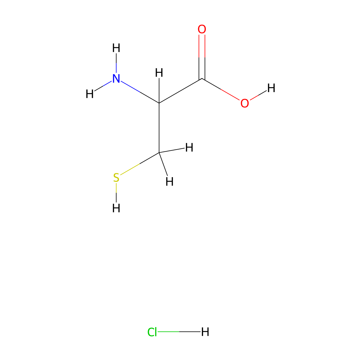 DL-Cysteine, hydrochloride molecular structure, CAS 10318-18-0