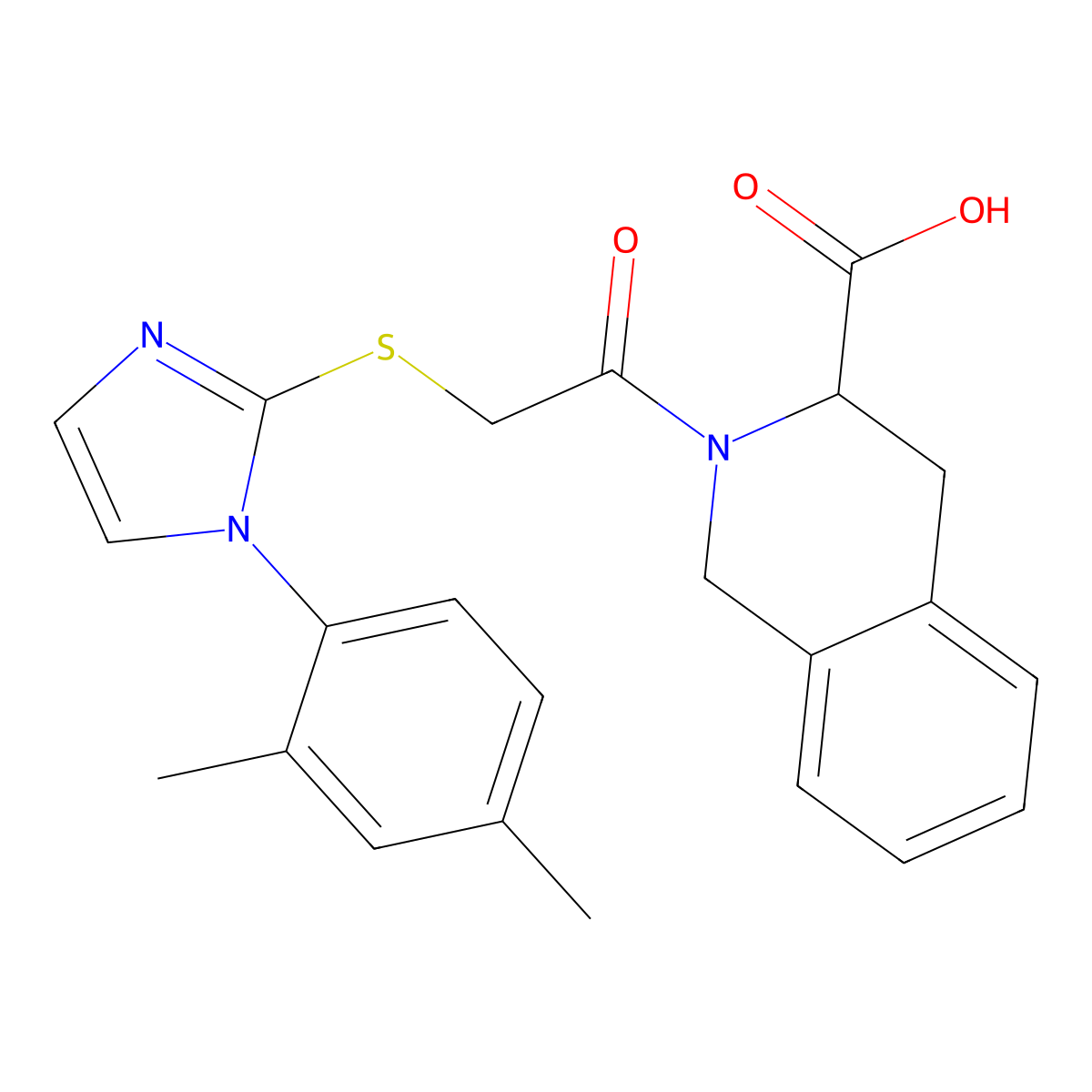 2-(2-{[1-(2,4-dimethylphenyl)-1H-imidazol-2-yl]sulfanyl}acetyl)-1,2,3,4-tetrahydroisoquinoline-3-carboxylic acid molecular structure, CAS 1031803-69-6