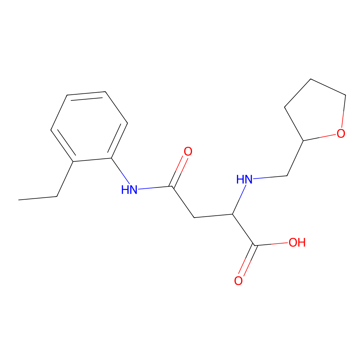 4-(2-Ethylanilino)-4-oxo-2-(oxolan-2-ylmethylamino)butanoic acid molecular structure, CAS 1031804-14-4