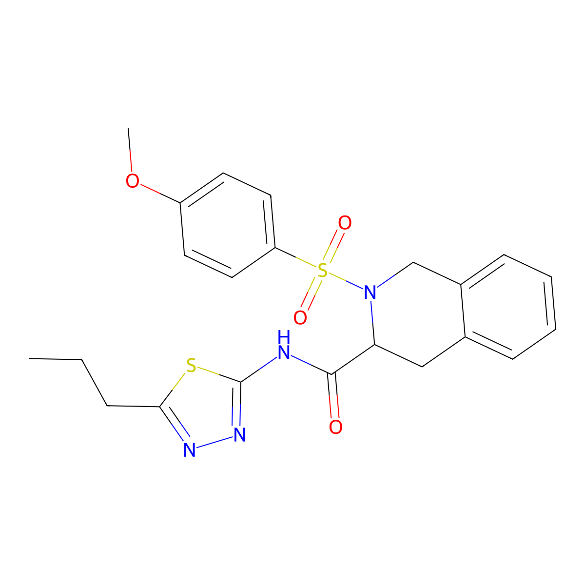 2-((4-methoxyphenyl)sulfonyl)-N-(5-propyl-1,3,4-thiadiazol-2-yl)-1,2,3,4-tetrahydroisoquinoline-3-carboxamide molecular structure, CAS 1031805-15-8