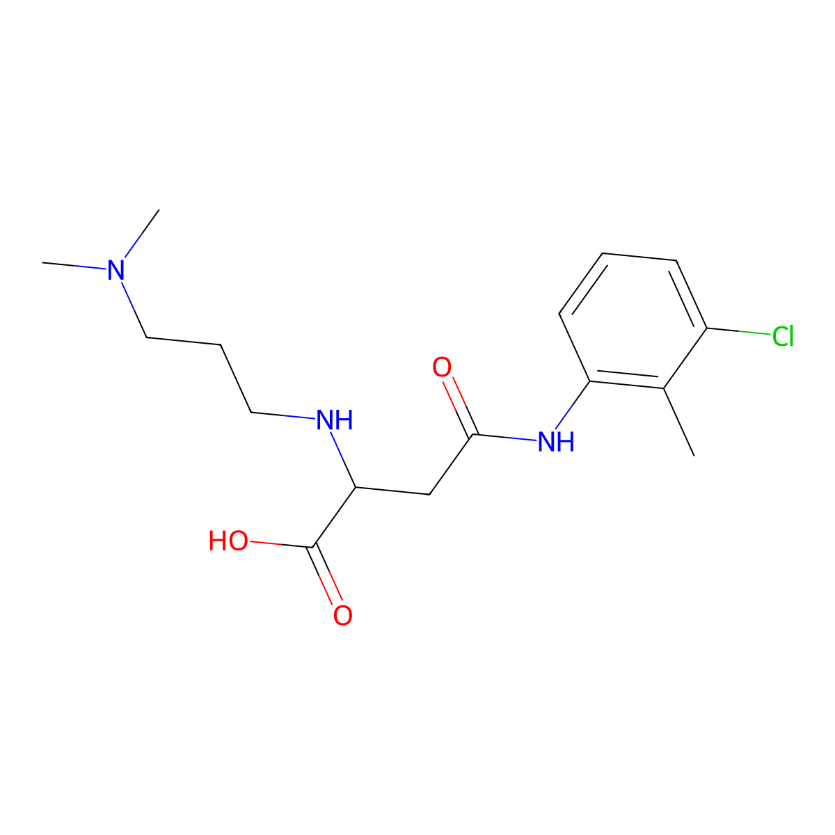 4-((3-Chloro-2-methylphenyl)amino)-2-((3-(dimethylamino)propyl)amino)-4-oxobutanoic acid molecular structure, CAS 1031807-04-1