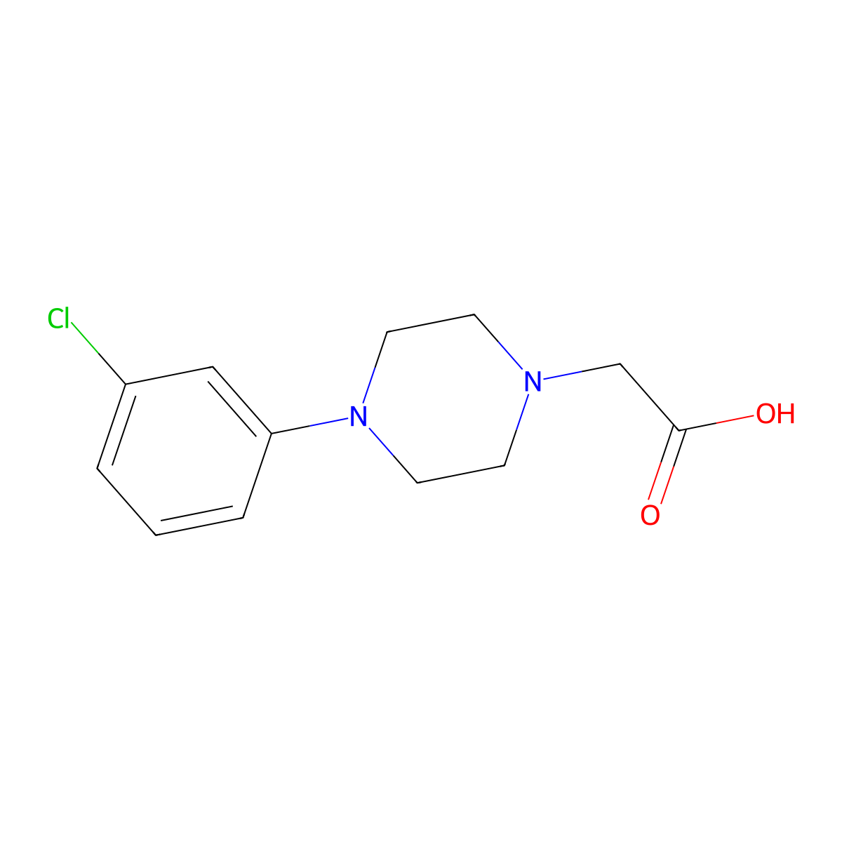 2-[4-(3-Chlorophenyl)piperazin-1-yl]acetic acid molecular structure, CAS 103182-06-5