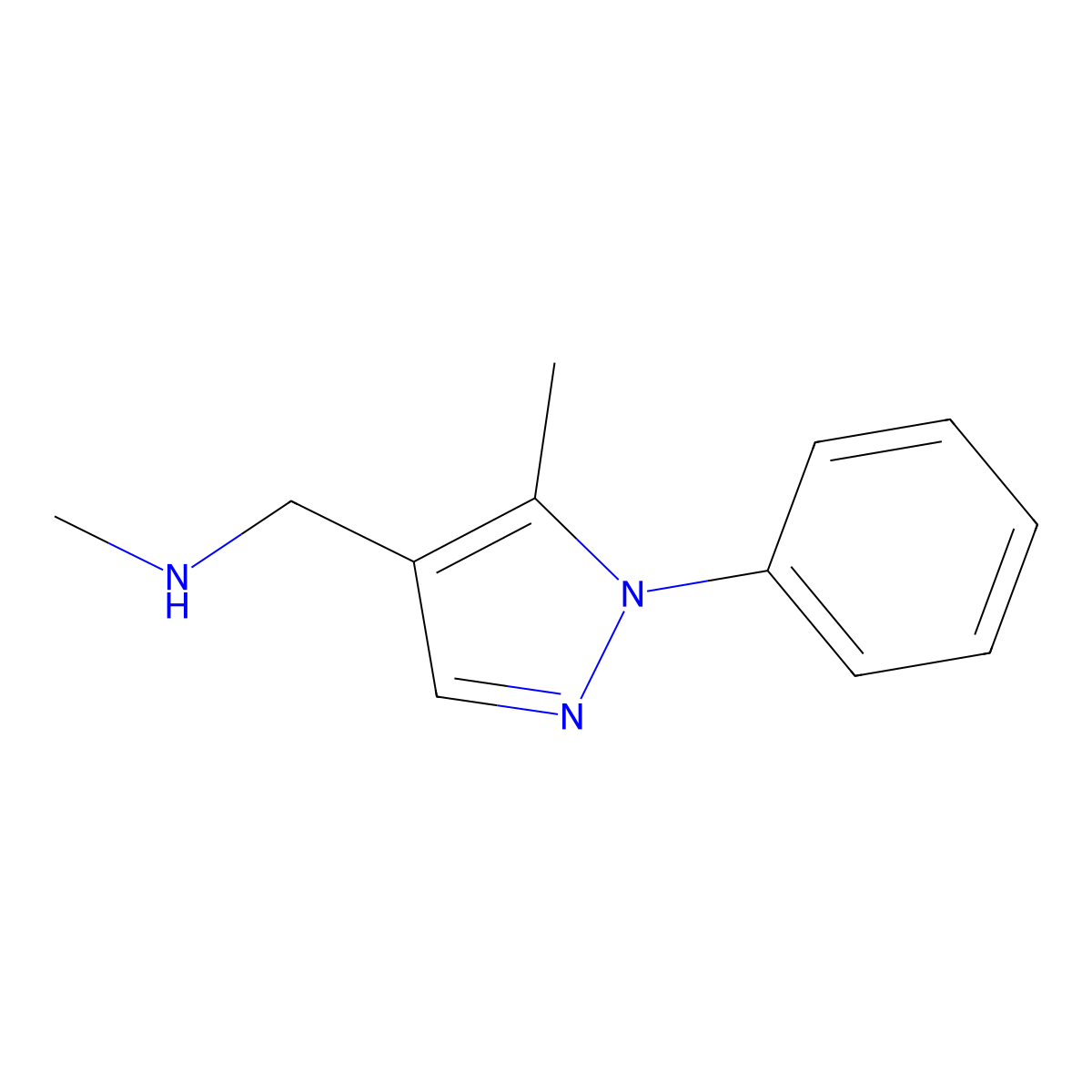 Methyl[(5-methyl-1-phenylpyrazol-4-yl)methyl]amine molecular structure, CAS 1031843-22-7