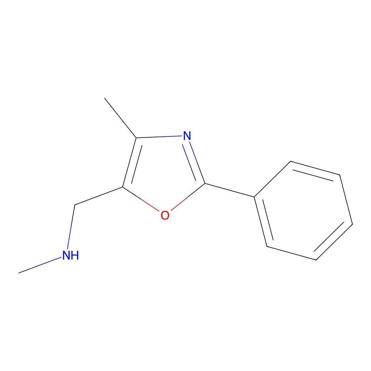 N-Methyl-(4-methyl-2-phenyl-1,3-oxazol-5-ylmethyl)amine molecular structure, CAS 1031843-28-3