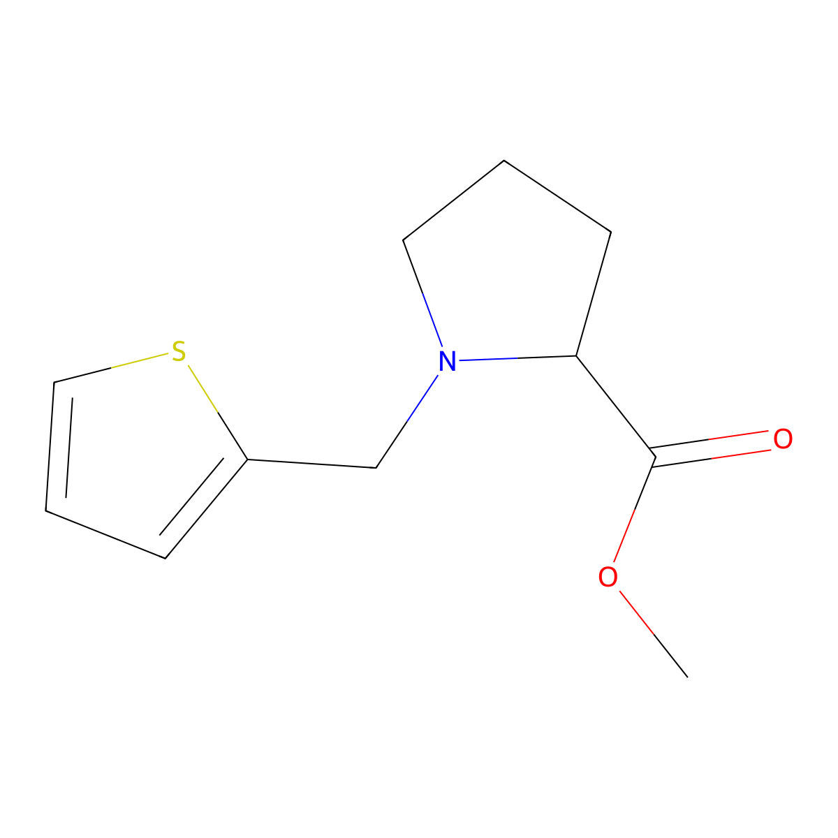 Methyl 1-(thiophen-2-ylmethyl)pyrrolidine-2-carboxylate molecular structure, CAS 1031843-68-1