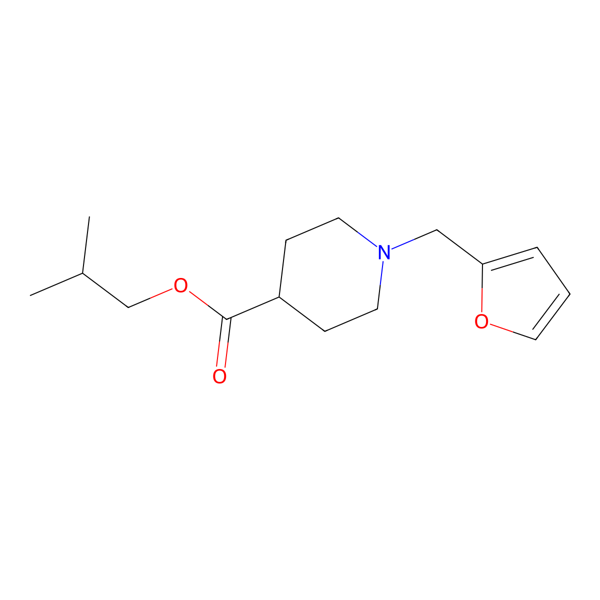 Isobutyl 1-(2-furylmethyl)piperidine-4-carboxylate molecular structure, CAS 1031843-74-9