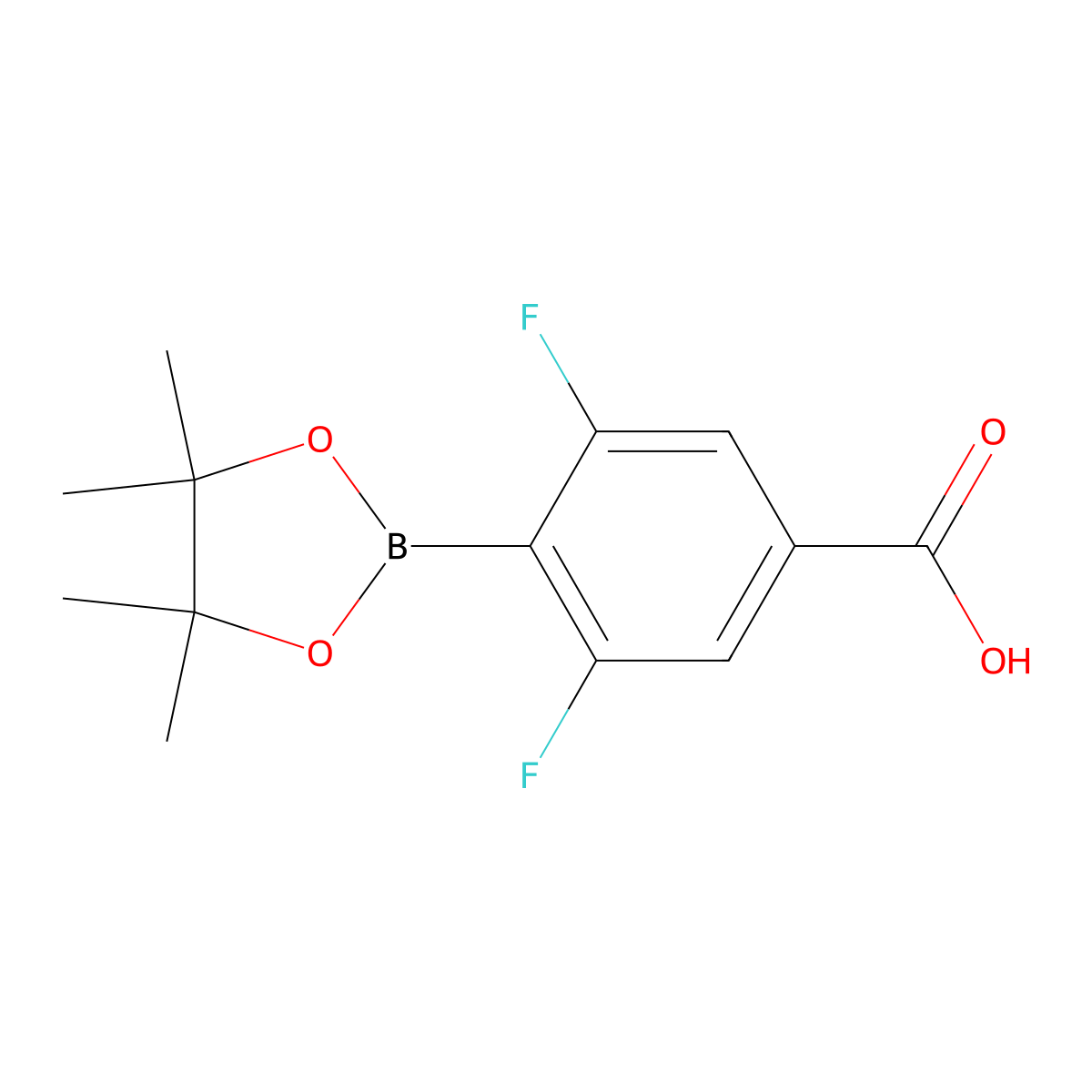 3,5-Difluoro-4-(4,4,5,5-tetramethyl-1,3,2-dioxaborolan-2-yl)benzoic acid molecular structure, CAS 1031857-96-1