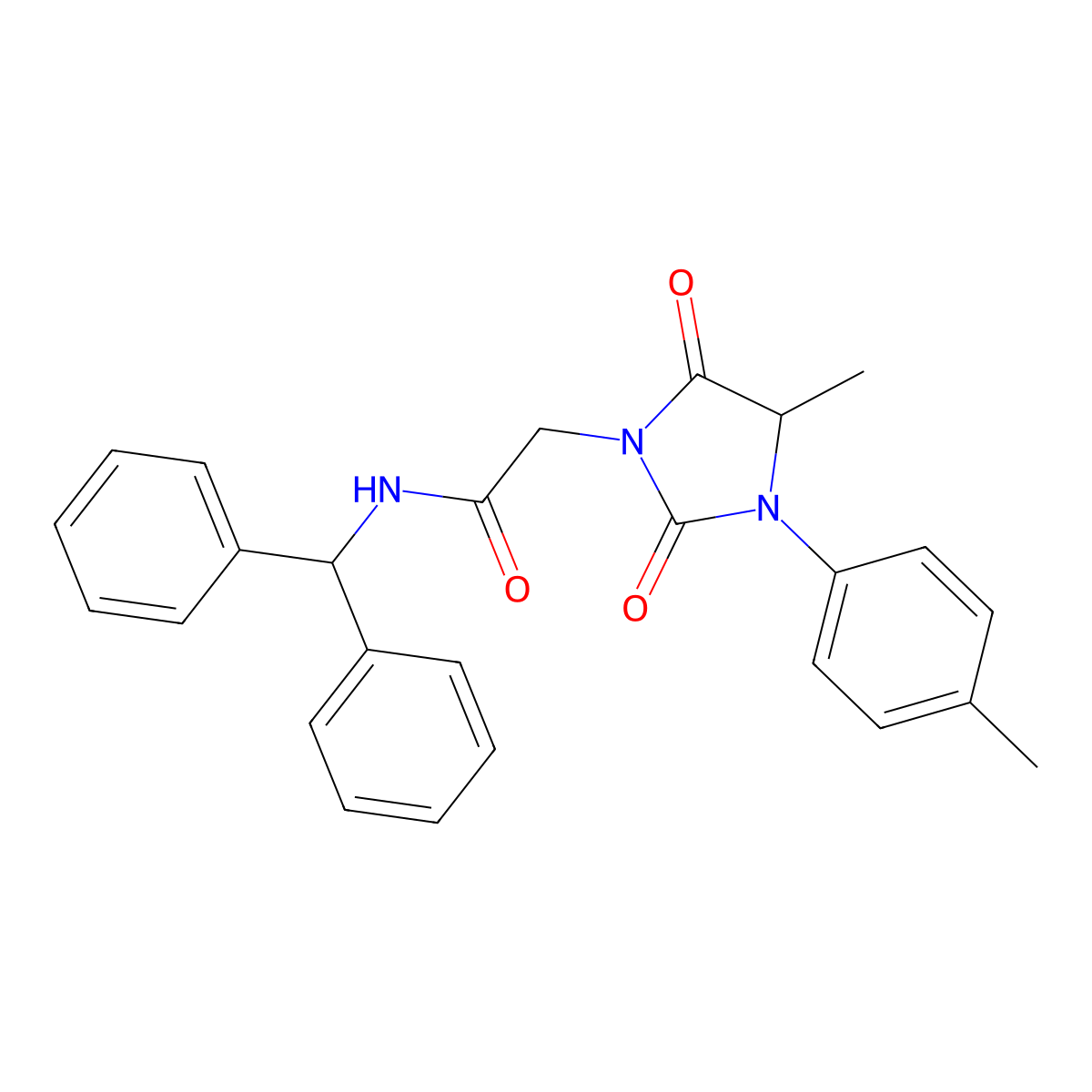 N-Benzhydryl-2-(4-methyl-2,5-dioxo-3-(p-tolyl)imidazolidin-1-yl)acetamide molecular structure, CAS 1031873-45-6
