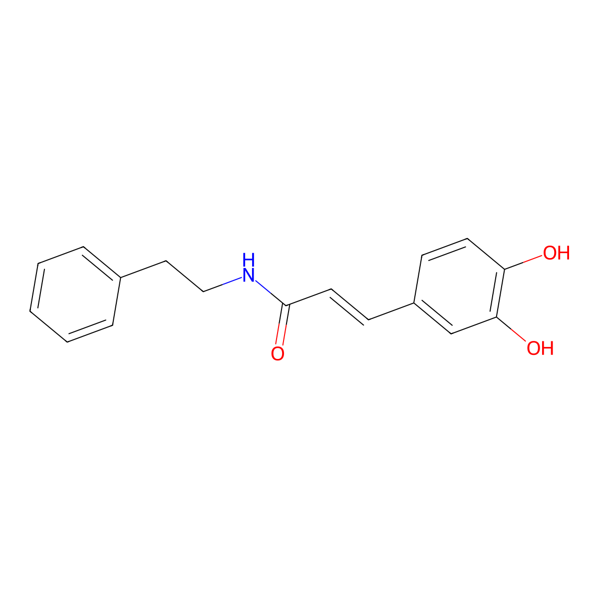 3-(3,4-Dihydroxyphenyl)-N-phenethylpropenamide, (E)- molecular structure, CAS 103188-47-2
