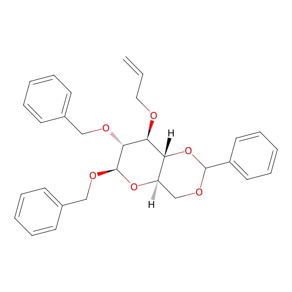 Benzyl 3-O-allyl-2-O-benzyl-4,6-O-benzylidene-beta-D-glucopyranoside molecular structure, CAS 103188-94-9