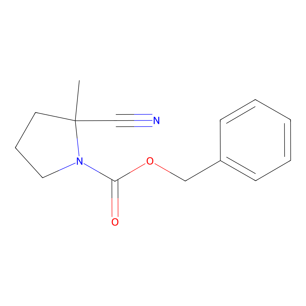 Benzyl (2S)-2-cyano-2-methylpyrrolidine-1-carboxylate molecular structure, CAS 1031890-11-5