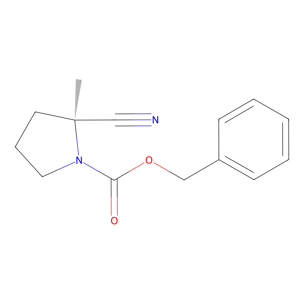 Benzyl (2S)-2-cyano-2-methylpyrrolidine-1-carboxylate molecular structure, CAS 1031890-11-5