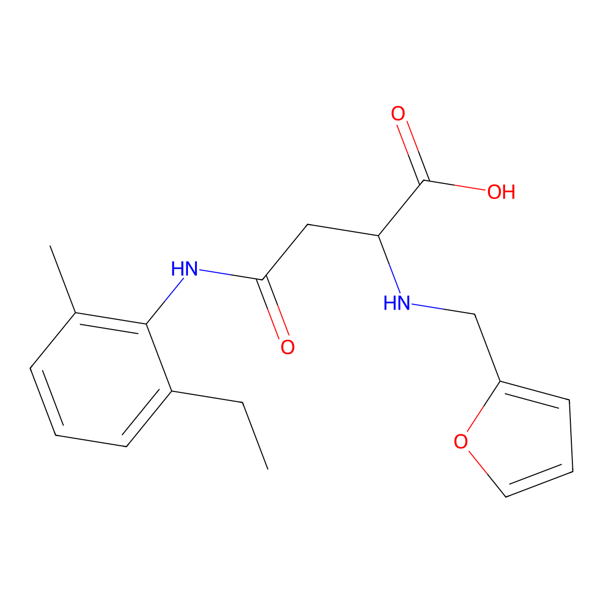 4-(2-Ethyl-6-methylanilino)-2-(furan-2-ylmethylamino)-4-oxobutanoic acid molecular structure, CAS 1031899-48-5