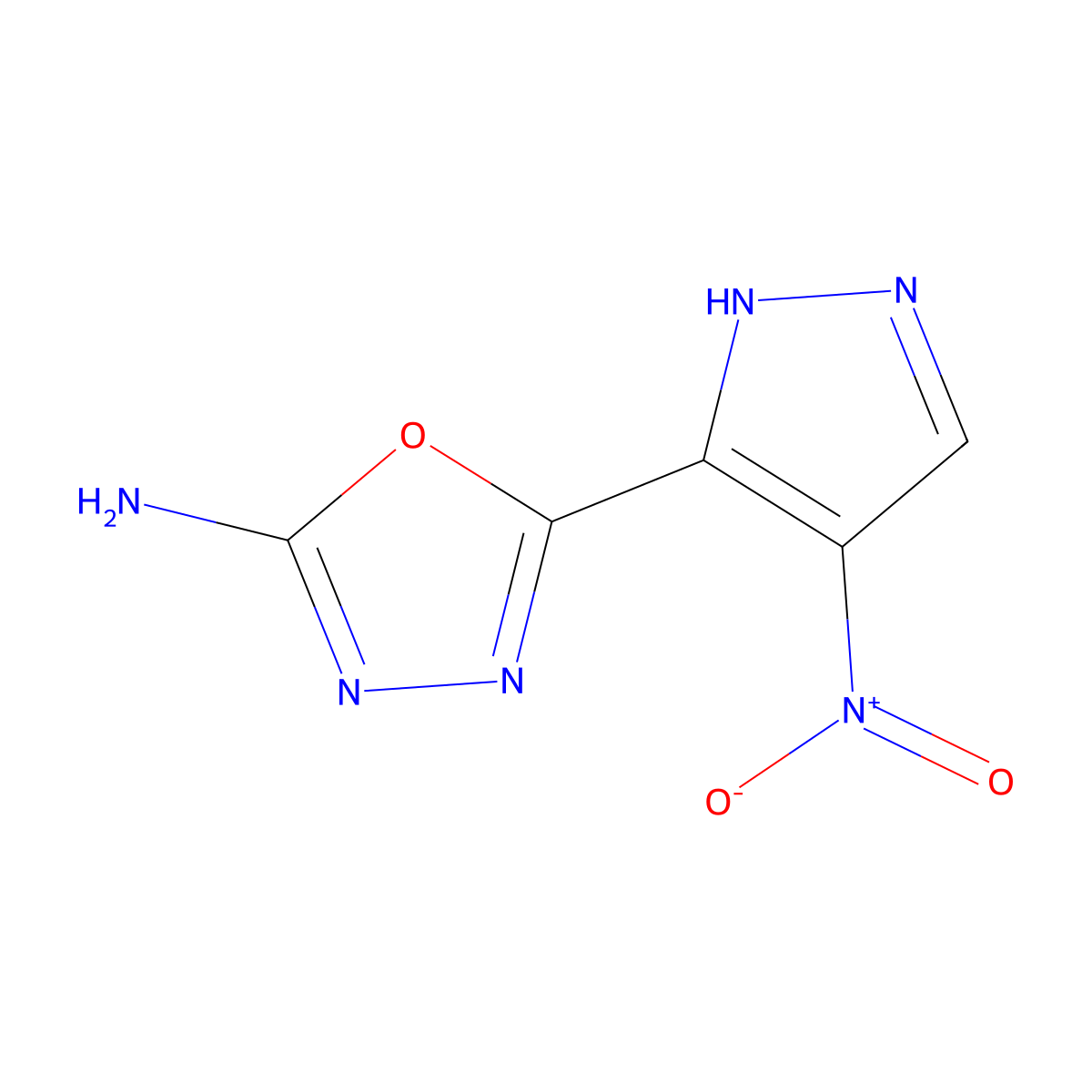 5-(4-nitro-1H-pyrazol-5-yl)-1,3,4-oxadiazol-2-amine molecular structure, CAS 1031899-65-6