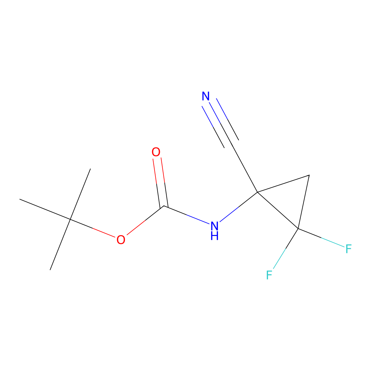 tert-Butyl (1-cyano-2,2-difluorocyclopropyl)carbamate molecular structure, CAS 1031926-85-8