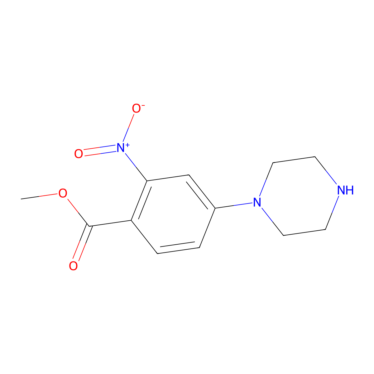Methyl 2-nitro-4-(piperazin-1-yl)benzoate molecular structure, CAS 1031927-87-3
