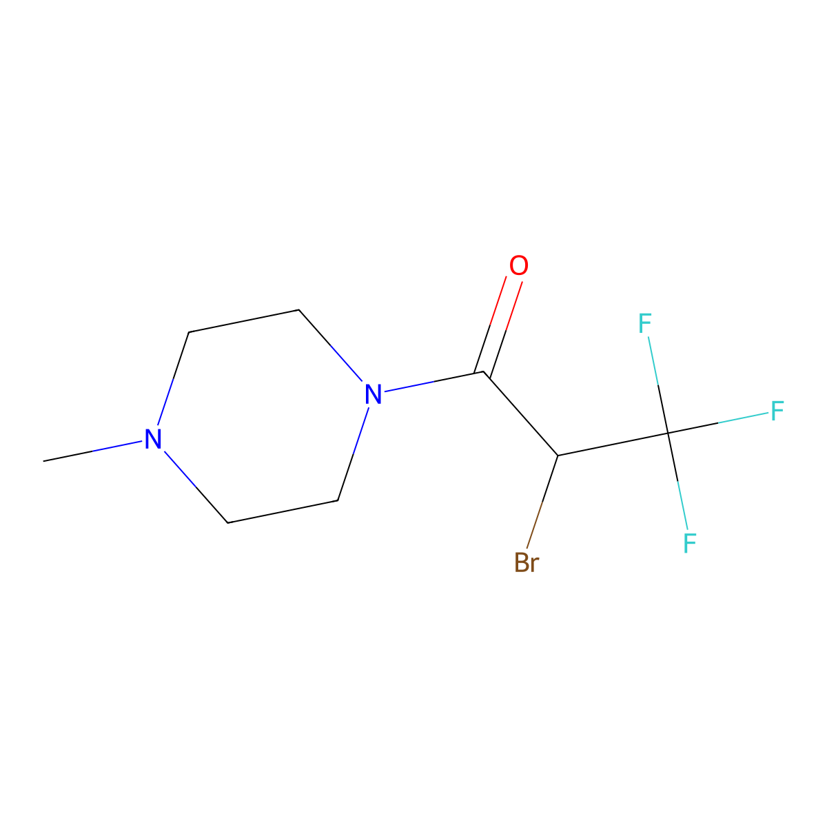 2-Bromo-3,3,3-trifluoro-1-(4-methylpiperazin-1-yl)propan-1-one molecular structure, CAS 1031927-96-4
