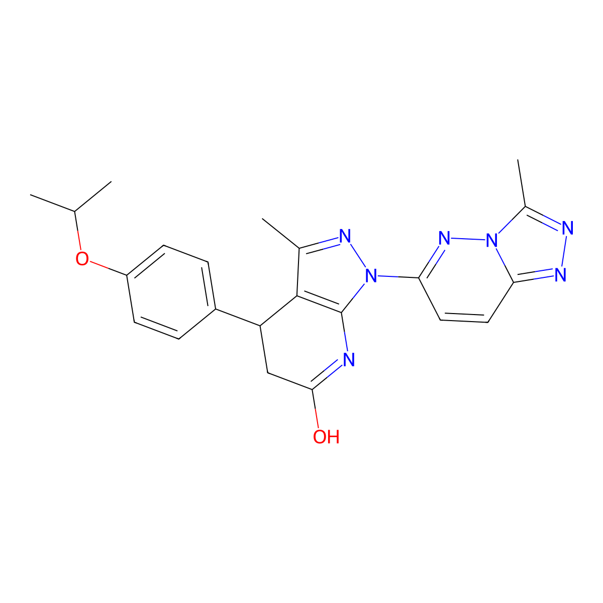 4-(4-isopropoxyphenyl)-3-methyl-1-(3-methyl-[1,2,4]triazolo[4,3-b]pyridazin-6-yl)-4,5-dihydro-1H-pyrazolo[3,4-b]pyridin-6(7H)-one molecular structure, CAS 1031932-67-8