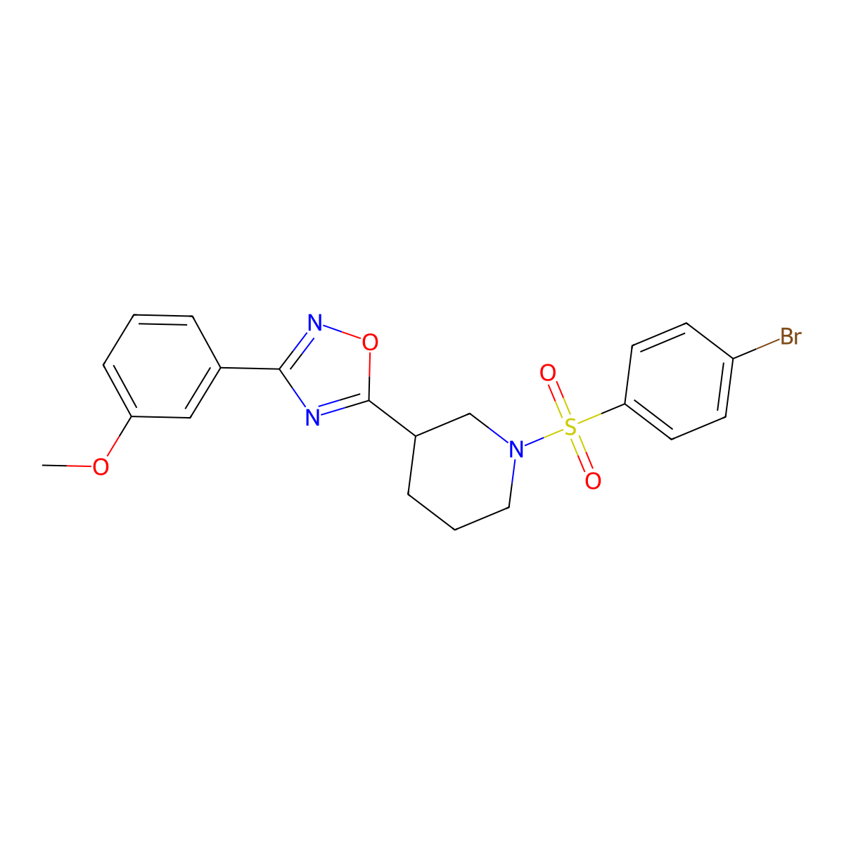 1-(4-Bromobenzenesulfonyl)-3-[3-(3-methoxyphenyl)-1,2,4-oxadiazol-5-yl]piperidine molecular structure, CAS 1031933-05-7
