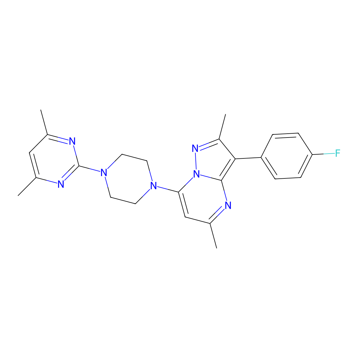 7-[4-(4,6-Dimethylpyrimidin-2-yl)piperazin-1-yl]-3-(4-fluorophenyl)-2,5-dimethylpyrazolo[1,5-a]pyrimidine molecular structure, CAS 1031936-95-4