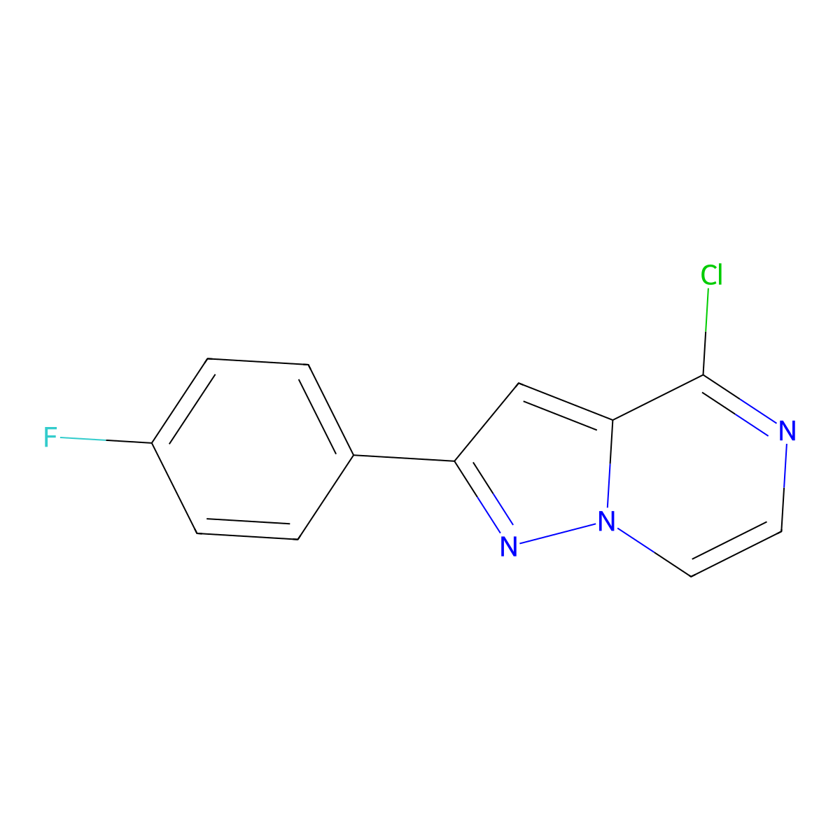 4-Chloro-2-(4-fluorophenyl)pyrazolo[1,5-a]pyrazine molecular structure, CAS 1031936-97-6