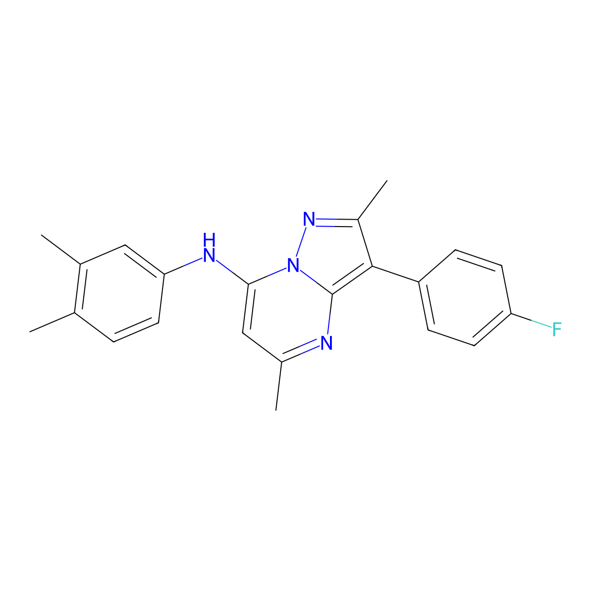 N-(3,4-dimethylphenyl)-3-(4-fluorophenyl)-2,5-dimethylpyrazolo[1,5-a]pyrimidin-7-amine molecular structure, CAS 1031937-04-8