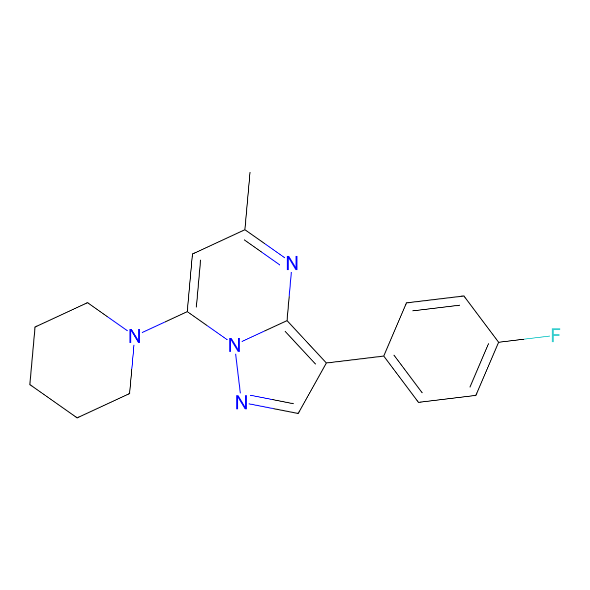 1-[3-(4-Fluorophenyl)-5-methylpyrazolo[1,5-a]pyrimidin-7-yl]piperidine molecular structure, CAS 1031937-19-5
