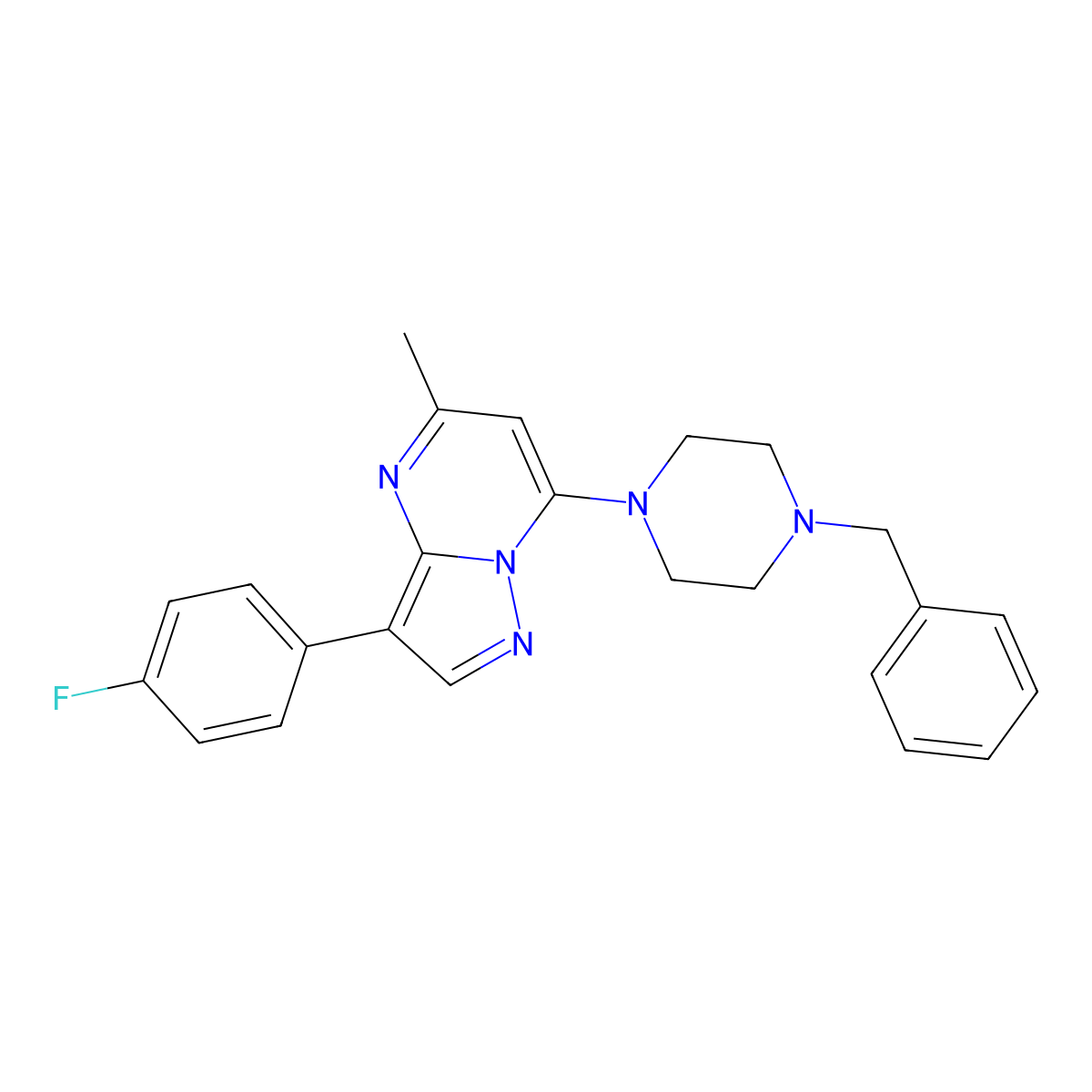 7-(4-Benzylpiperazin-1-yl)-3-(4-fluorophenyl)-5-methylpyrazolo[1,5-a]pyrimidine molecular structure, CAS 1031937-22-0