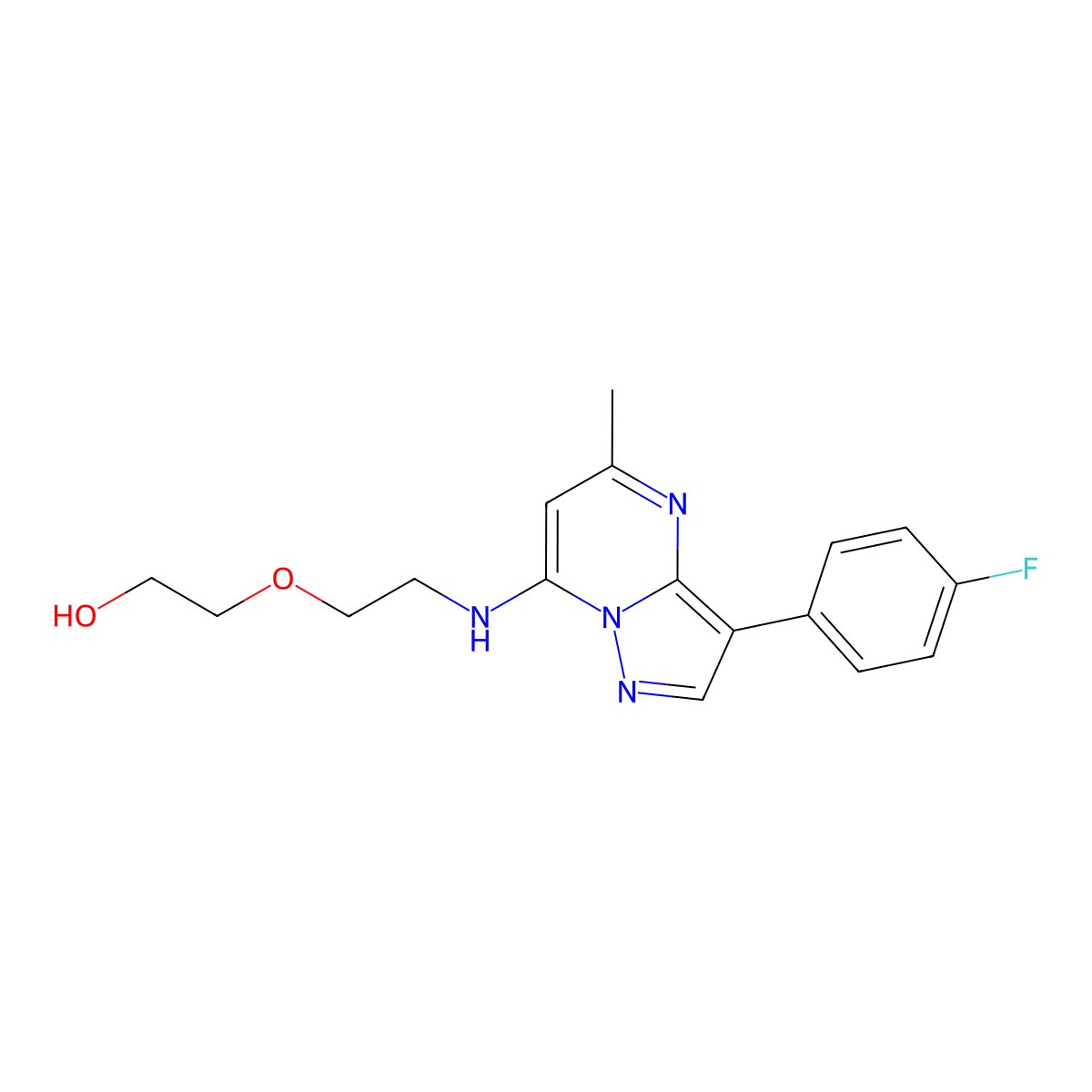 2-(2-{[3-(4-Fluorophenyl)-5-methylpyrazolo[1,5-a]pyrimidin-7-yl]amino}ethoxy)ethanol molecular structure, CAS 1031937-40-2